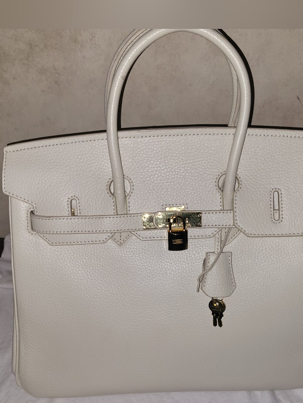 Hermes Cream Leather Birkin 30 Handbag